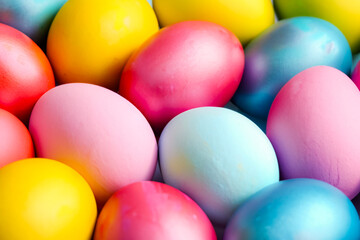 Fototapeta na wymiar multicolored painted easter eggs background