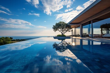 Fototapeta premium Opulent Infinity Pool Extending Seamless, Generative AI