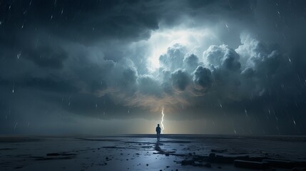 monsoon inverted in to space, photograph, cinematic lighting, lightning in the night - obrazy, fototapety, plakaty