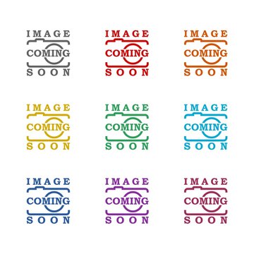 Image coming soon icon isolated on white background. Set icons colorful