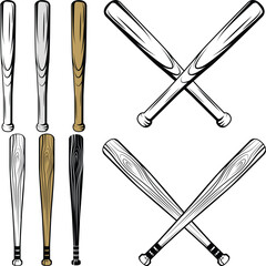 Set of baseball bat clipart. Baseball bat silhouettes