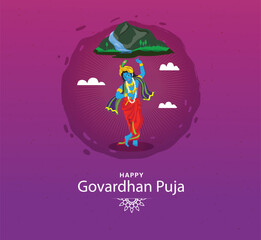 Vector illustration of Lord Krishna. Happy Goverdhan Puja.