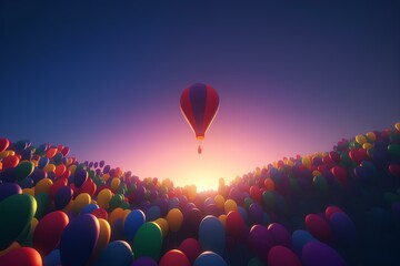hot air balloon made by midjourney - Powered by Adobe