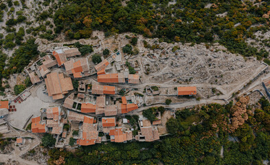 Aerial photo of small town Lubenice on the island of Cres, Croatia - 637743309
