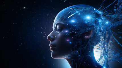 Obraz premium AI Evolution: Neural Networks and Circuitry Fusion with Digital Consciousness