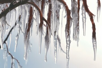 icicles on a branch made by midjourney - Powered by Adobe
