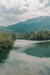 Fototapeta premium landscape with tea mountains and river