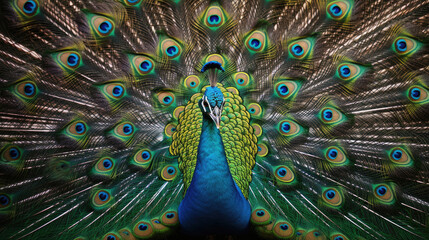 Fototapeta premium Art nouveau peacock background. Generative Ai