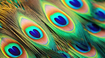 Obraz premium elegant leather colorful peacock feather background. Generative Ai
