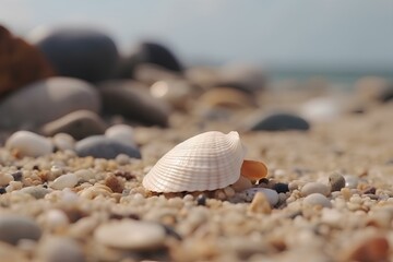 Fototapeta na wymiar shell on the beach made by midjourney