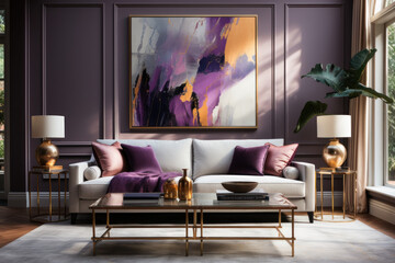  A luxurious living room with a few paintings
