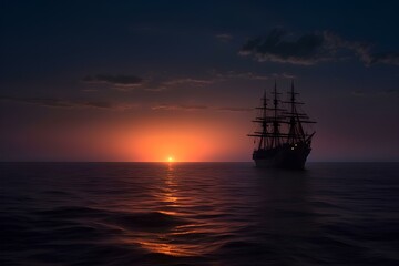 ship in the sunset made by midjourney