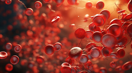Red blood cells inside an artery, vein. 