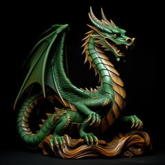 Green wooden dragon, new year 2024. 