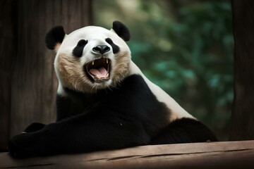 giant panda eating bamboo made by midjourney