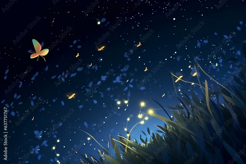 Wall mural stars and grass made by journey