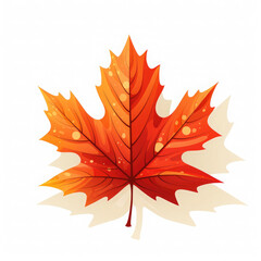 Orange autumn leave isolated on a white background. Seasonal fall icon. Maple leave, Stylized design. 