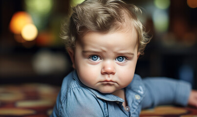 Serious Baby Portrait: Innocence and Sternness