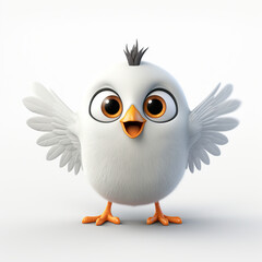 Obraz premium White Bird in 3D style. Generative AI