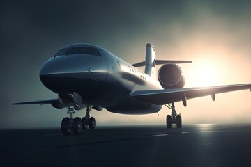 Fototapeta premium airplane at sunset made by midjourny