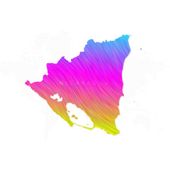 Nicaragua map in colorful halftone gradients. Future geometric patterns of lines abstract on white background. Vector illustration EPS10