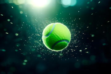 Tennis ball in the shot. Banner with free space for text. Sport and healthy lifestyle concept. Playing tennis