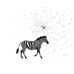 Fototapeta na wymiar zebra on white made by midjourney