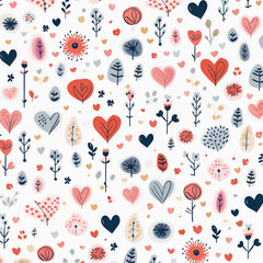 seamless pattern with hearts doodle pattern 