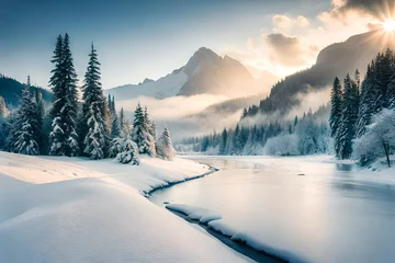 Foto op Plexiglas winter landscape with snow © Sagra  Photography 