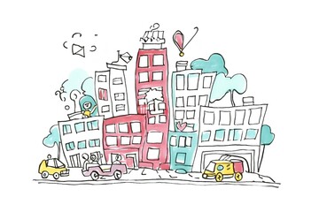 illustration of a city made by midjourney