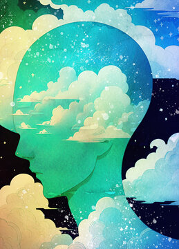 Mental wellbeing, conceptual illustration