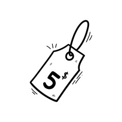 Hand Drawn Price Tag Illustration. Doodle Vector. Isolated on White Background - EPS 10 Vector