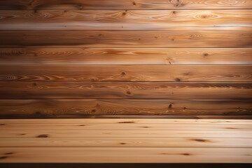 Versatile Product Showcase Empty Wooden Table on White Wall Background for Creative Display Montage. created with Generative AI