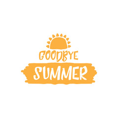 White goodbye summer vector concept text label or sticker isolated on white background. Goodbye summer concept illustration