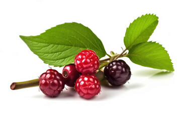 Silk berry with green leaves isolated on a white background