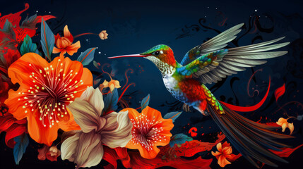 Artistic Bird and Floral Design A Modern and Decorative Background AI Generated