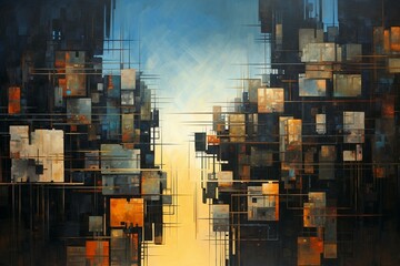 Empty cityscape painting. Generative AI