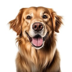 A joyful Golden Retriever dog with its tongue out created with Generative AI technology