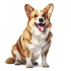 A Pembroke Welsh Corgi dog sitting on a white floor created with Generative AI technology