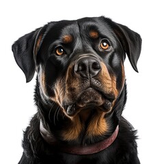 Fototapeta premium A close-up of a black and brown Rottweiler dog created with Generative AI technology
