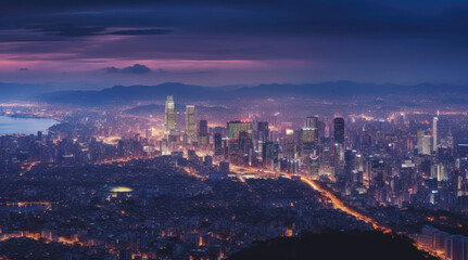 Skyline of Seoul city at night time - Powered by Adobe