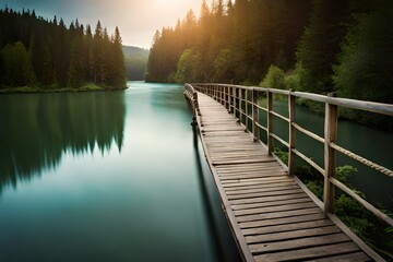 wooden bridge in the morning