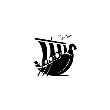 viking sailing ship vector design on white background