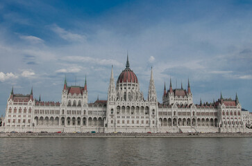 Fototapeta na wymiar Budapest, Hungary, August 15, 2023. Budapest Parliament. Riverside View.