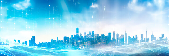 Skyline von einem Smart City und Datenvisualisierung, generiert mit KI