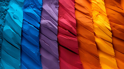 Fototapeta premium Close up of stripes rainbow coloured powder, many colors