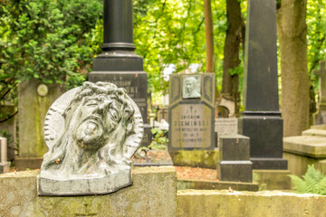 Warsaw, Poland 14 June 2023: Old Powązki Cemetery in Warsaw.