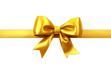 Yellow Ribbon and Bow with Gold Isolated on Transparent Background - Generative AI