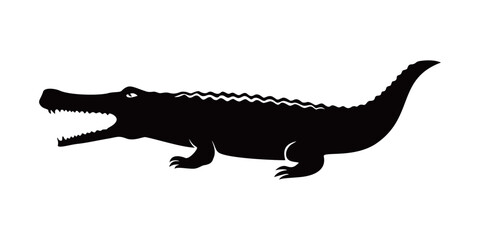 alligator silhouette design. wild predator animal sign and symbol. - obrazy, fototapety, plakaty