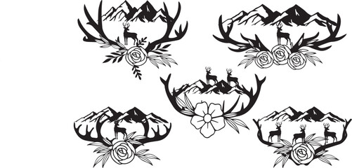 Christmas Deer Field Mountain
